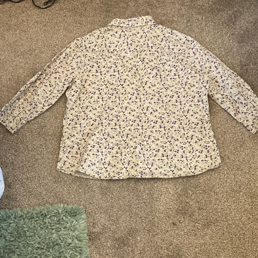 Faded Glory Purple Floral Shirt 3/4 quarter sleeves - Picture 5 of 5